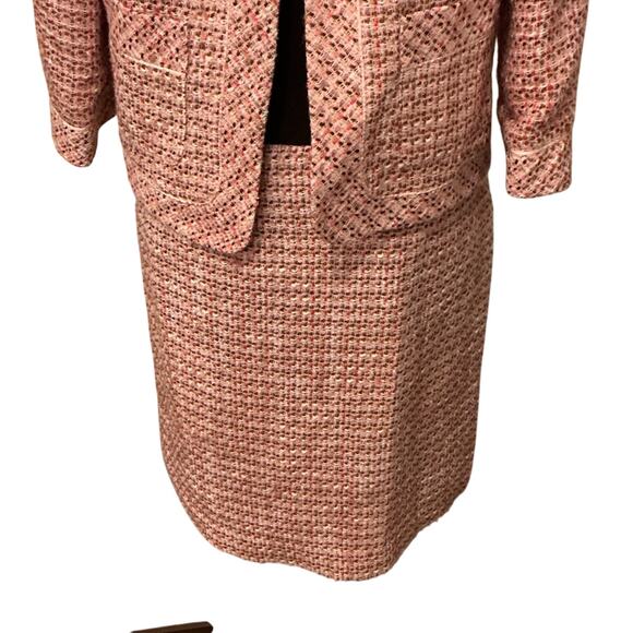 Logic Women’s Academia Career Pink Tweed Plaid Pencil Skirt Set Suit Size 10 - Picture 4 of 13